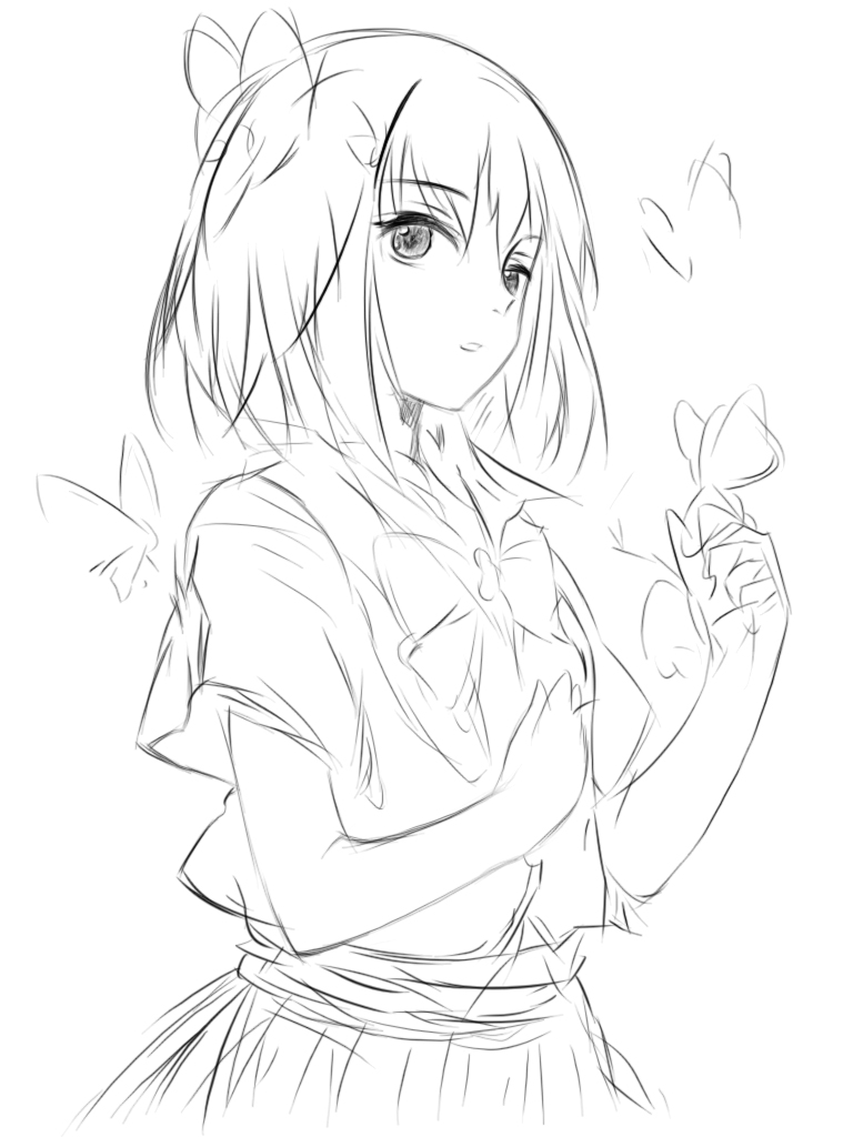 蝴蝶少女,数位板练习