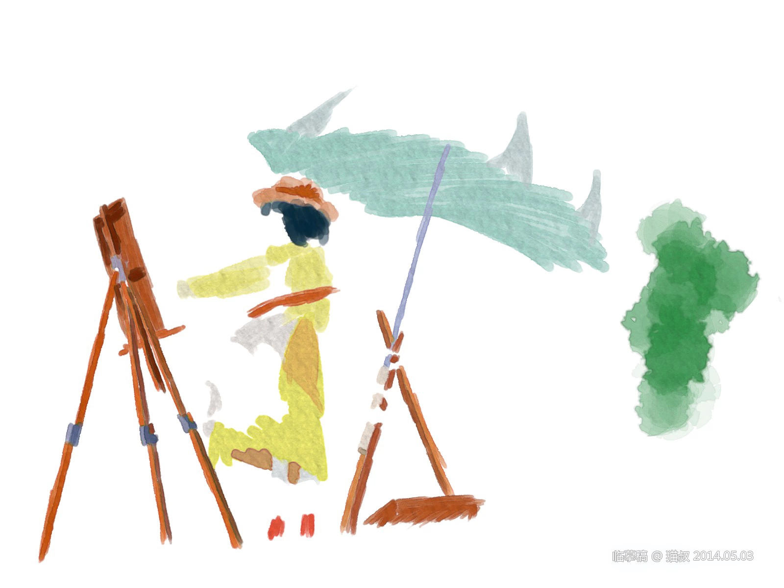 起风了临摹线稿+水彩